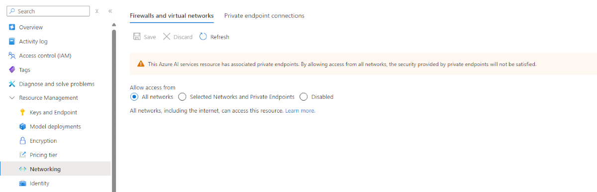 Captura de tela das configurações de rede para integração agente