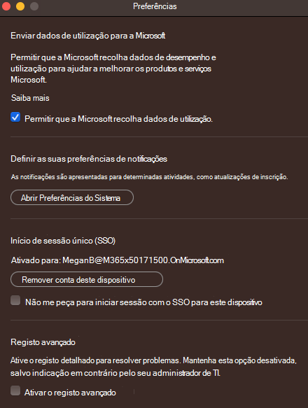 Não me peça para iniciar sessão com o início de sessão único para este dispositivo.