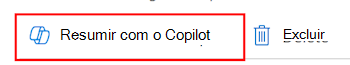 Captura de tela que mostra que você pode selecionar Resumir com o Copilot em uma política de configuração de dispositivo no Microsoft Intune e no centro de administração do Intune.