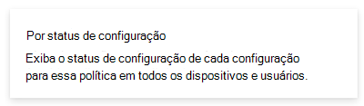 Captura de tela que mostra o relatório de status por configuração no Microsoft Intune e no centro de administração do Intune.