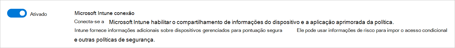 Captura de tela da configuração da conexão do Microsoft Intune.