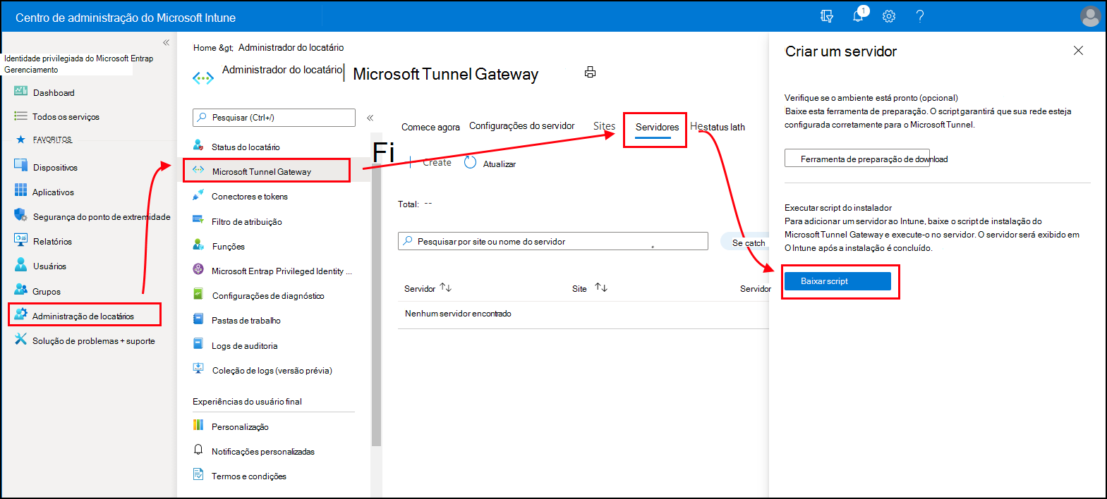 Captura de tela para download do script de instalação