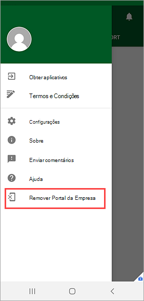 Captura de ecrã da aplicação Portal da Empresa a realçar a opção 