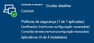 Página de status de inscrição, Configuração do Dispositivo concluída.