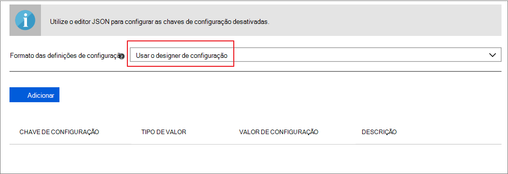 Adicionar Estruturador de configuração de utilização