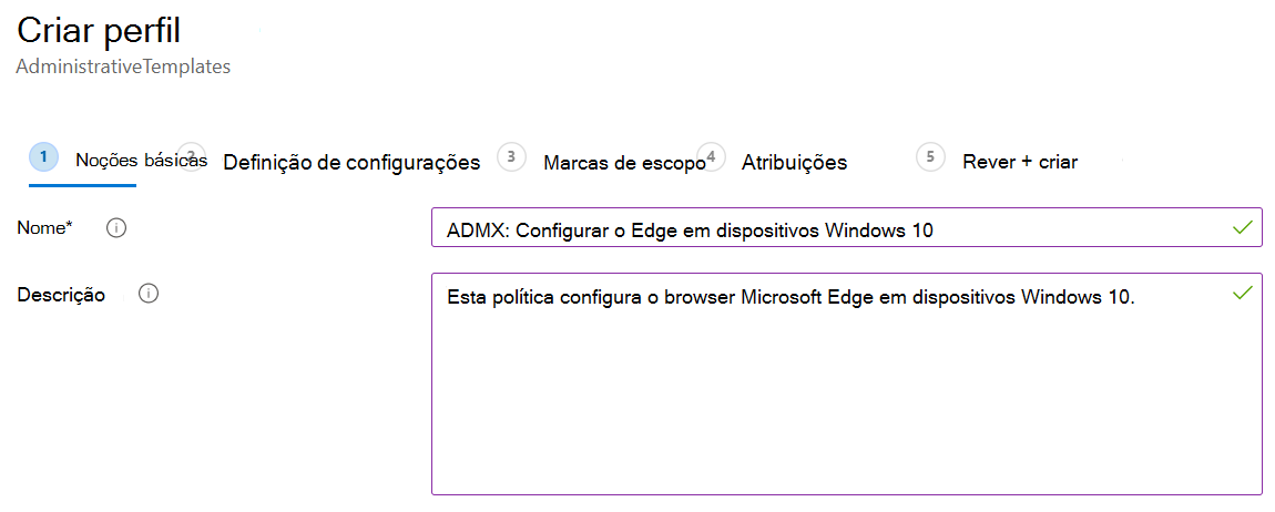 Crie um modelo administrativo do Windows ADMX no Microsoft Intune e Intune centro de administração.