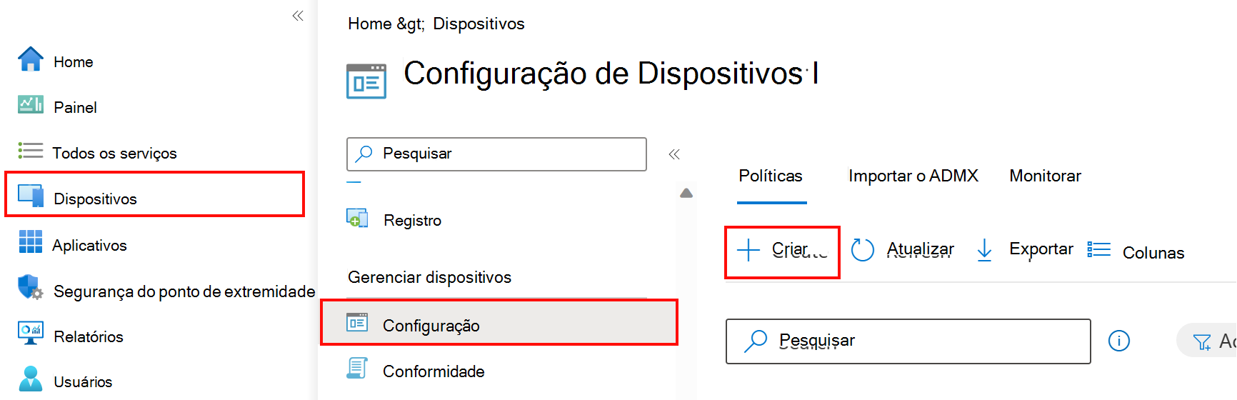 Crie um novo perfil de configuração de dispositivos no Microsoft Intune com o centro de administração do Intune.