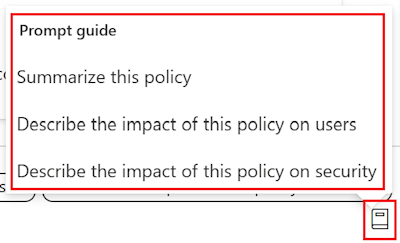 Captura de ecrã que mostra o guia de pedido de política copilot e uma lista dos pedidos disponíveis no catálogo de definições no Microsoft Intune e Intune centro de administração.