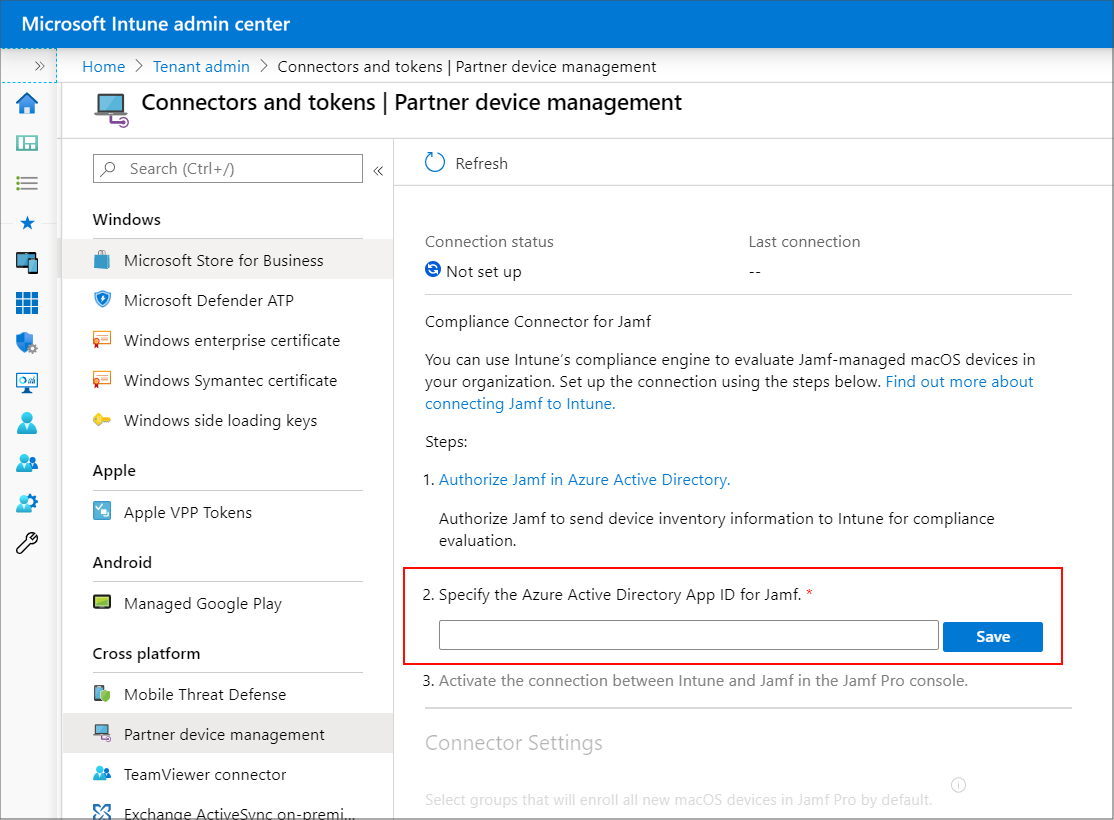 Configurar o gerenciamento de dispositivo de parceiro