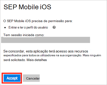 Imagem do prompt de logon do Intune do aplicativo iOS/iPadOS