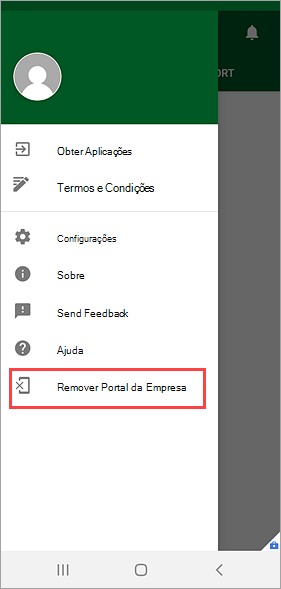 Captura de ecrã da aplicação Portal da Empresa a realçar a opção 