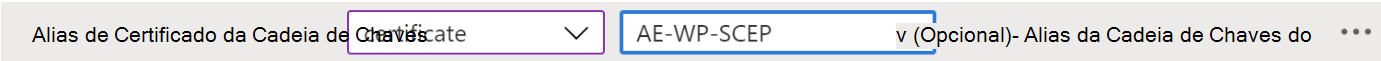 Altere o alias do certificado de cliente KeyChain numa política de configuração de aplicações VPN no Microsoft Intune com o Estruturador de Configuração – exemplo.