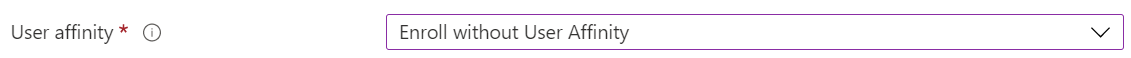 No Intune centro de administração e Microsoft Intune, inscreva dispositivos iOS/iPadOS com a inscrição automatizada de dispositivos (ADE). Selecione Inscrever sem afinidade de utilizador.