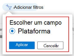 Captura de ecrã a mostrar a lista filtrada de filtros por plataforma no Microsoft Intune.