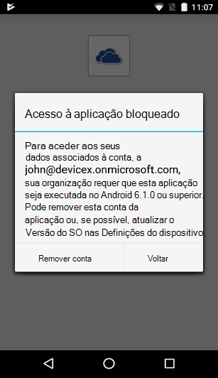 Imagem da caixa de diálogo Acesso à aplicação bloqueado