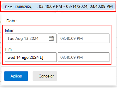 Filtre os registos de auditoria por data no Microsoft Intune e no centro de administração do Intune.