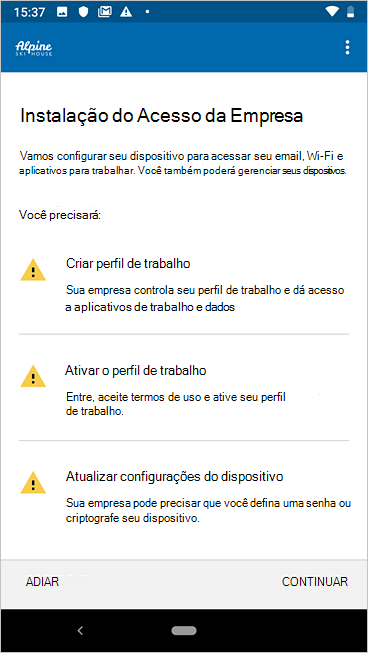 Imagem de exemplo da configuração de perfil de trabalho anterior no Portal da Empresa, mostrando uma lista de verificação com mais detalhes.