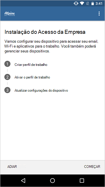 Imagem de exemplo da configuração do perfil de trabalho no Portal da Empresa, mostrando a lista de verificação simplificada e os novos ícones.