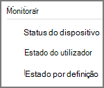 Ver as opções de monitoramento diferentes para um perfil de linhas de base de segurança