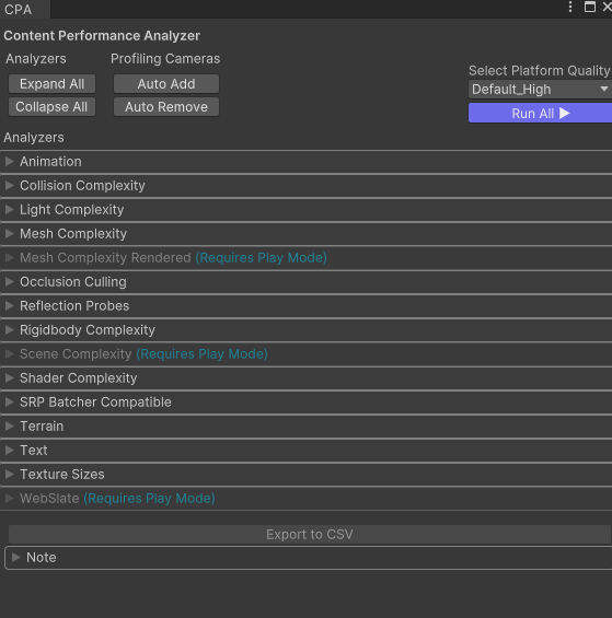 Uma captura de tela da tela principal do Content Performance Analyzer.