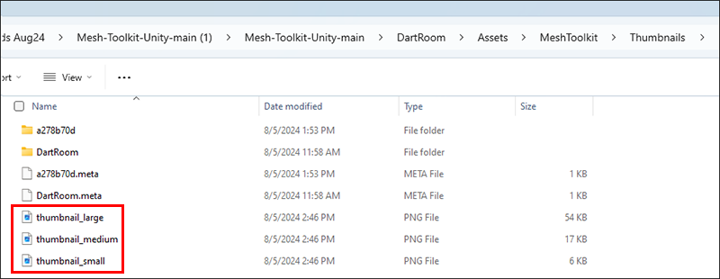 Uma captura de tela do Mesh Uploader foi ampliada para que o usuário possa ver melhor as opções de miniatura.