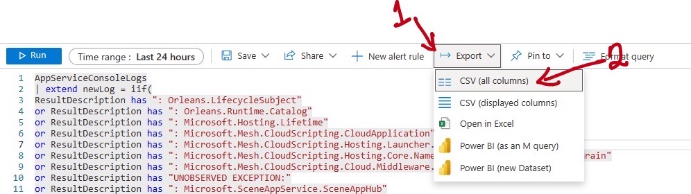 Exportação de Monitoramento do Azure