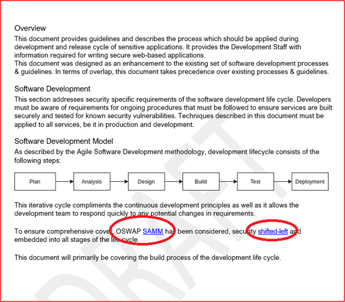 Captura de ecrã de um extrato do Procedimento de Desenvolvimento de Software Seguro 2 da Contoso