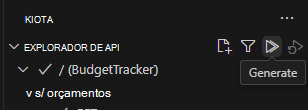 O botão Gerar no explorador de API kiota