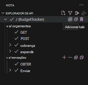 IU do Kiota para selecionar operações