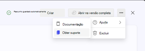 Localizar os detalhes de suporte no construtor de agentes