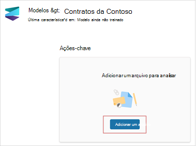 Captura de ecrã da página de novos modelos a mostrar a secção Adicionar um ficheiro a analisar.