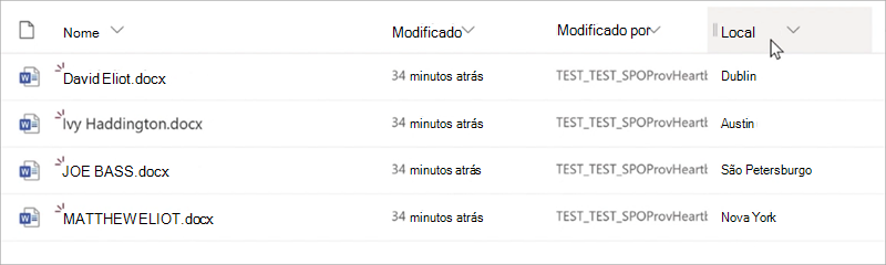 Captura de tela mostrando a exibição da biblioteca com uma coluna de taxonomia.