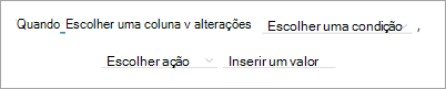 Captura de ecrã a mostrar a página Criar uma regra com a instrução da regra de início.