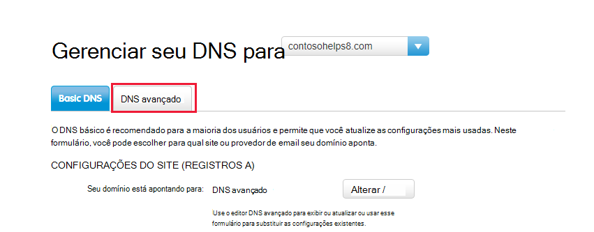 Selecione a guia DNS Avançada.