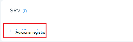 Captura de ecrã a mostrar onde seleciona Adicionar um registo para adicionar um registo SRV.