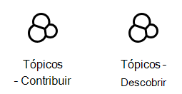 Captura de ecrã a mostrar os cartões tópicos na caixa de ferramentas Ligações Viva.