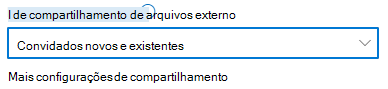 Captura de tela das configurações de compartilhamento de nível de site do Microsoft Office SharePoint Online definidas como Configurações novas e existentes.