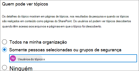 Captura de ecrã da página Quem pode ver tópicos.