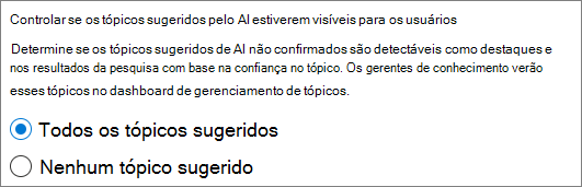 Captura de ecrã a mostrar a exclusão da interface de utilizador dos tópicos sugeridos.