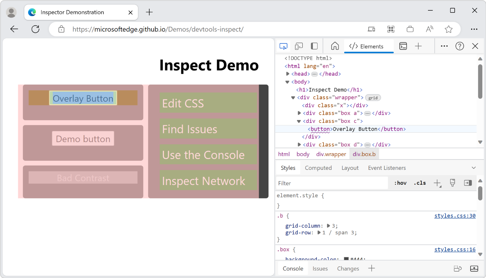 Pressionar a tecla Shift ao selecionar elementos na página permite que você selecione elementos que tenham uma propriedade de estilo CSS de 'ponteiros-eventos: nenhum'