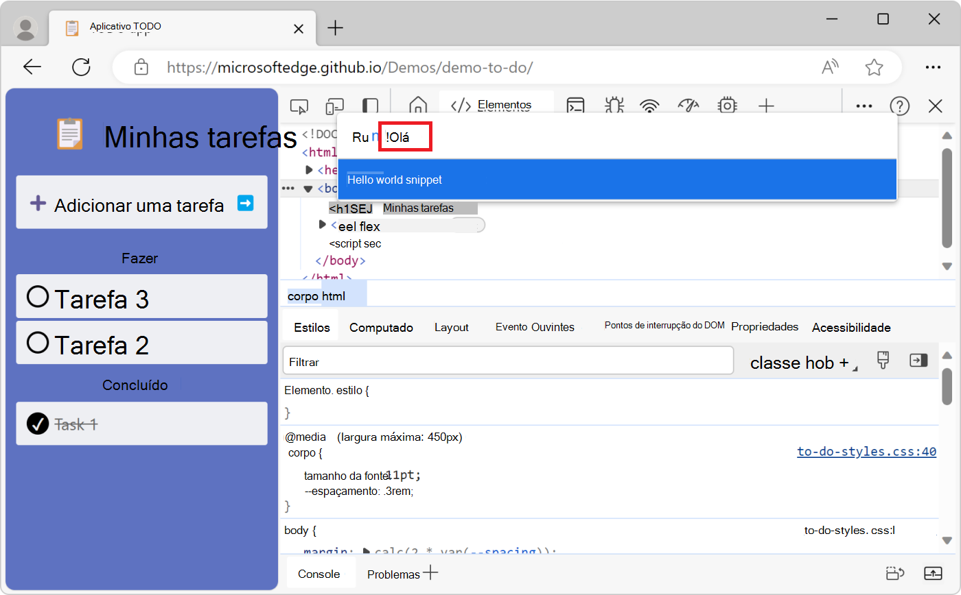 Executar um fragmento a partir do Menu de Comandos