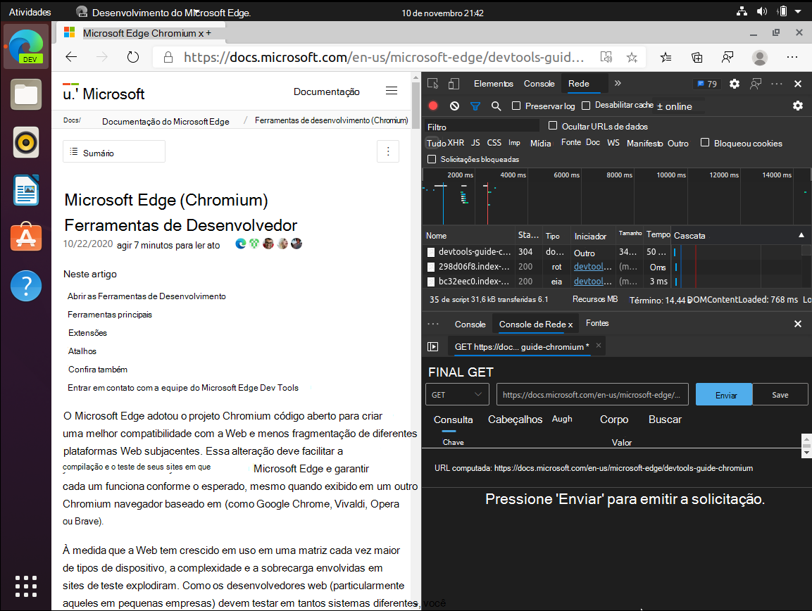 DevTools no Microsoft Edge no Linux