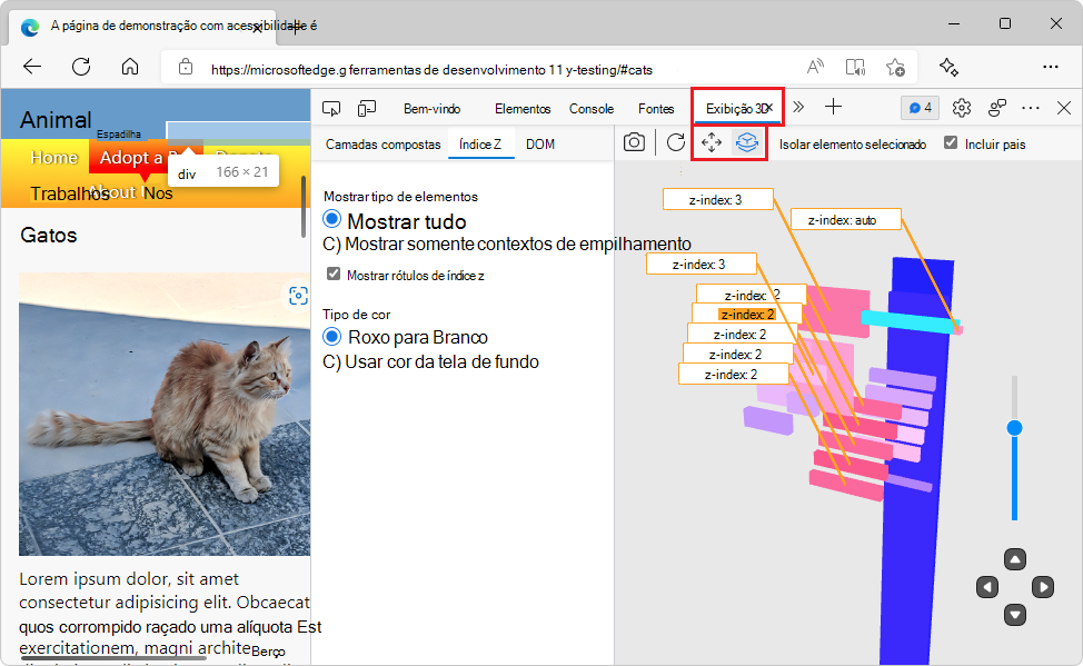 Controlos de IU e câmara atualizados na Vista 3D