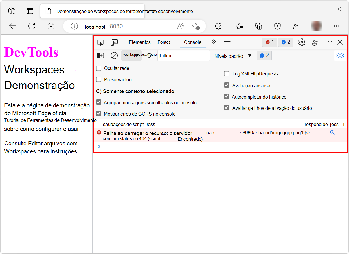 A Consola de DevTools