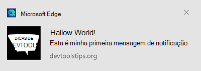 Uma notificação com algum texto e uma imagem