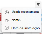 Os utilizadores podem escolher a sequência de ordenação das respetivas aplicações