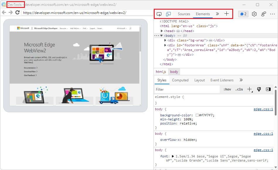 Janela Inspecionar DevTools