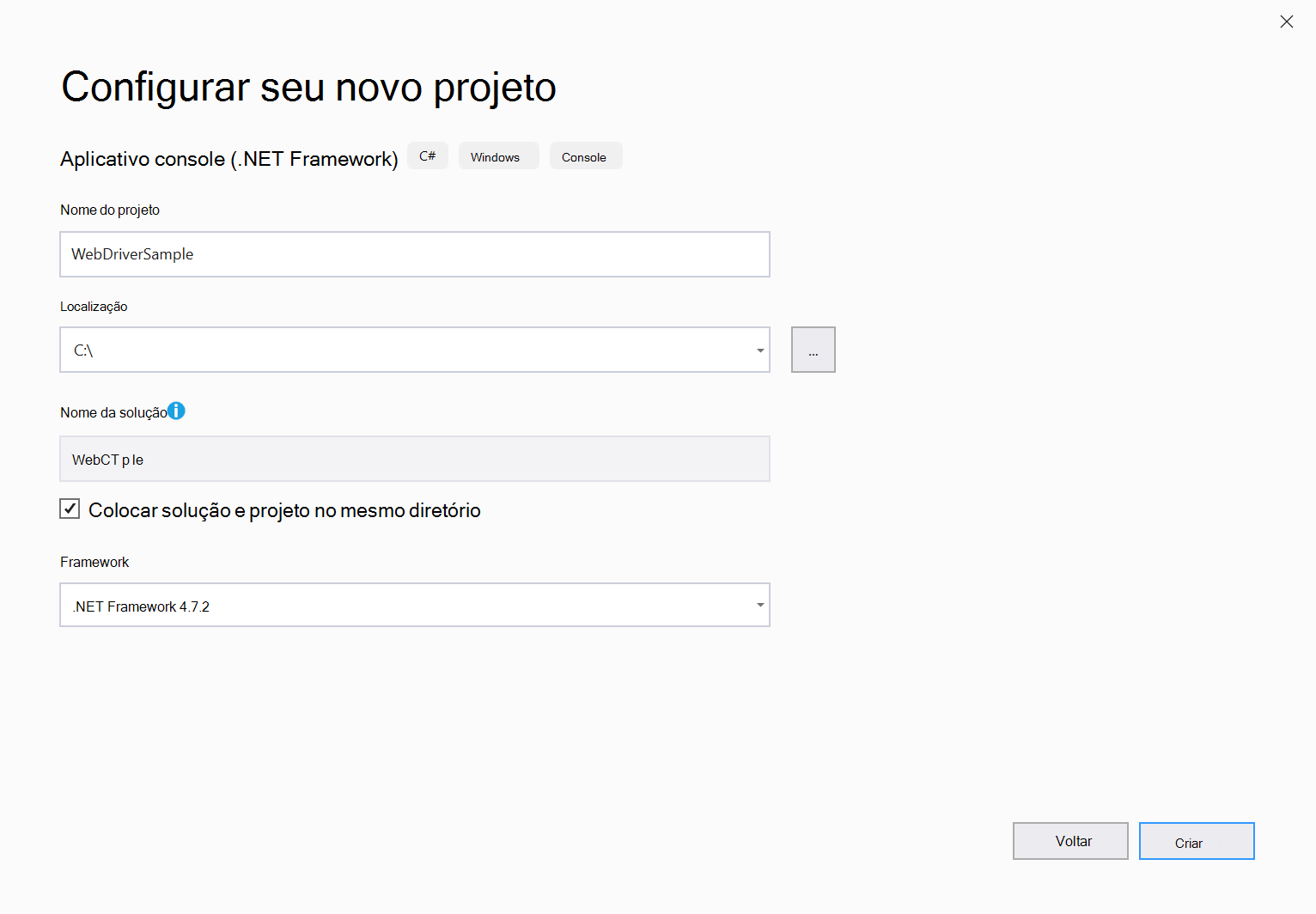 Configurar seu novo projeto