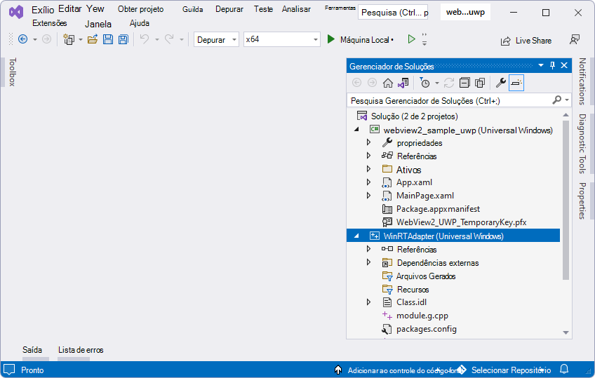 O projeto WinRTAdapter recém-criado