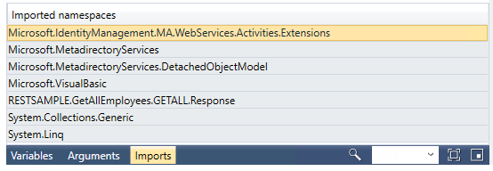 Namespaces importados